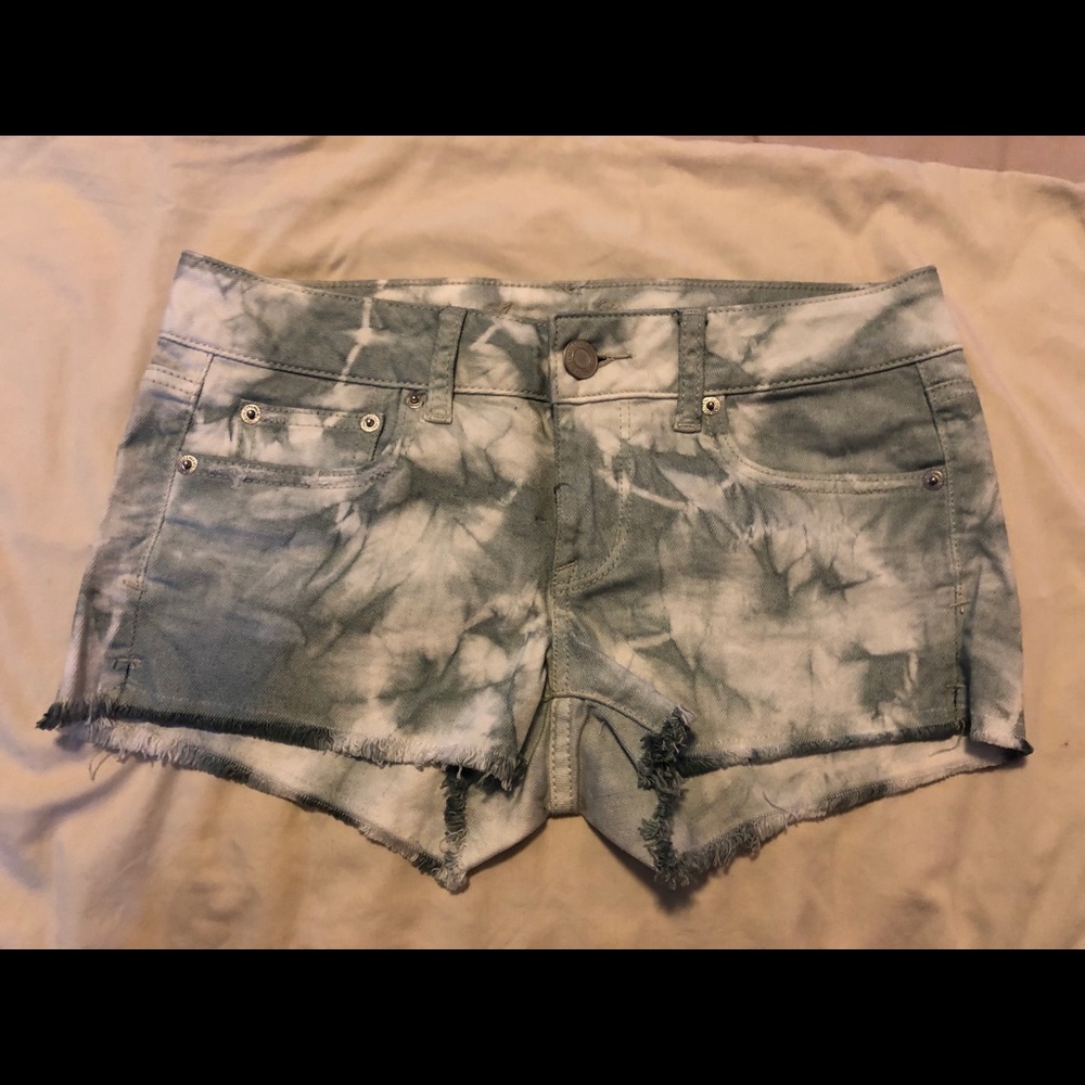 Tie dyed jean shorts